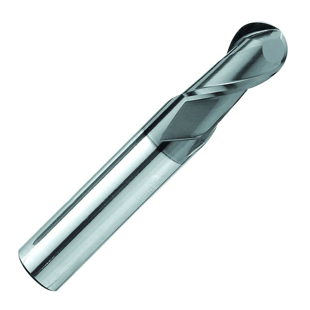 Max-Mill Coated Carbide 2 Flute Ball Nose Long Length End Mill.