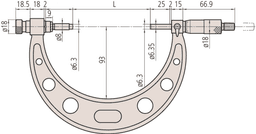 Technical Image of outside micrometer interchangeable anvil 0-150mm .