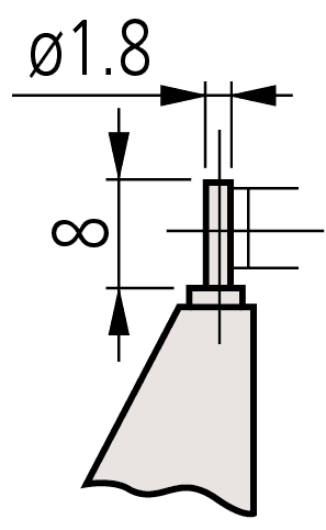 Technical Image of tube micrometer pin anvil flat spindle, 25-50mm .