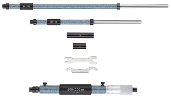 Image of inside micrometer, interchangeable rods 200-500mm, with 3 rods, hardened face .