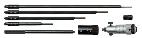 Image of inside micrometer, interchangeable rods 50-300mm, with 5 rods, hardened face .