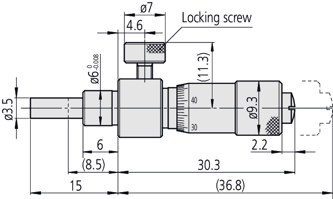 Technical Image of micrometer head locking screw type 0-0,25" .