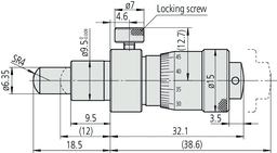Technical Image of micrometer head locking screw type 0-6,5mm, spherical spindle .