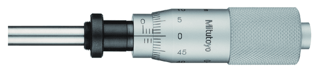 Image of micrometer head, medium-sized standard 0-25mm, clamp nut, w/o ratched stop .
