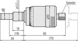 Technical Image of micrometer head quick spindle, 1mm/rev. 0-15mm .
