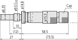 Technical Image of micrometer head non-rotating spindle 0-15mm .