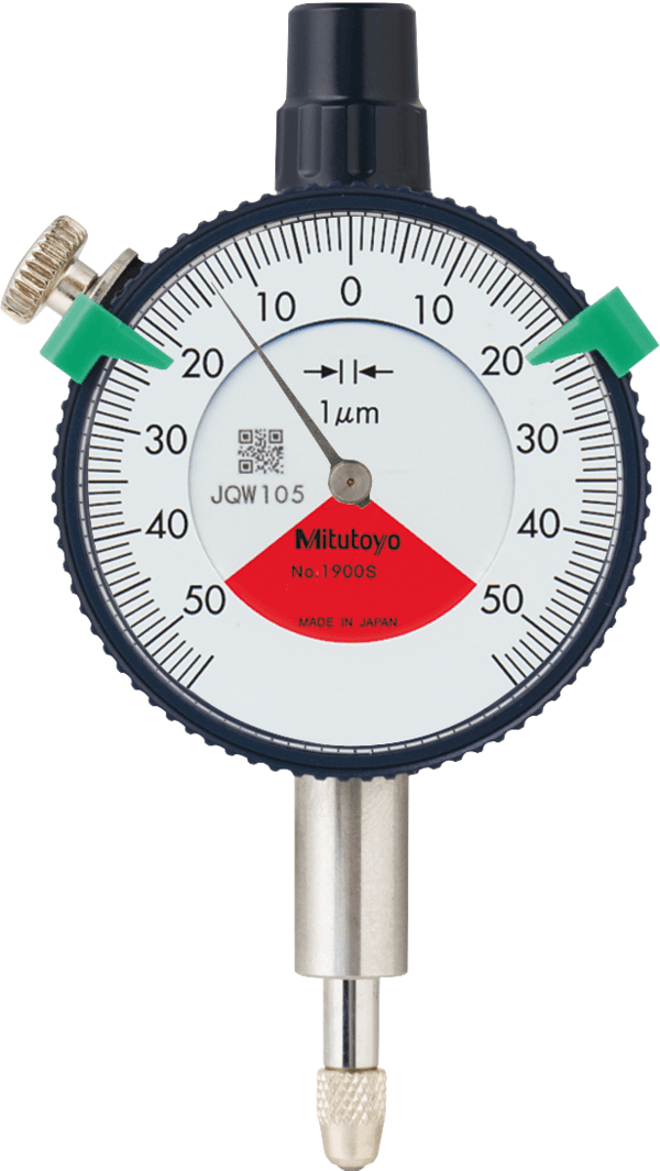 Image of dial indicator, flat back, one revol. 0,1mm,0,001mm, shockproof., dustproof .