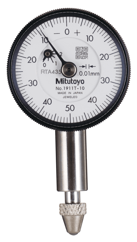Image of dial indicator, lug back 2,5mm,0,01mm, jeweled bearing .