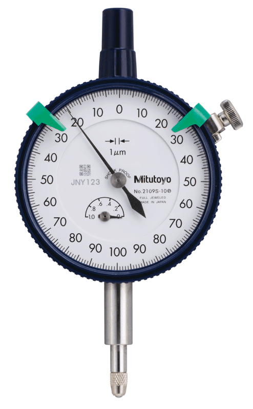 Image of dial indicator, flat back 1mm,0,001mm, jeweled bearing, shockpr. .