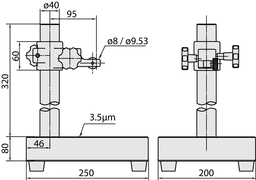 Technical Image of gauge stand with granite base 200x250mm .