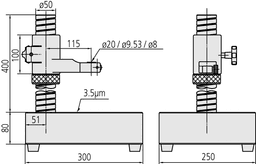 Technical Image of gauge stand with granite base 250x300mm .