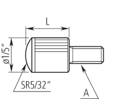 Technical Image of contact element shell, 4-48unf r=5/32", 3/8" lenght, steel, inch .