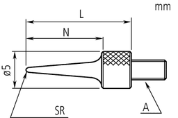 Technical Image of contact element needle, 4-48unf r=0,016", 2" length, steel, inch .