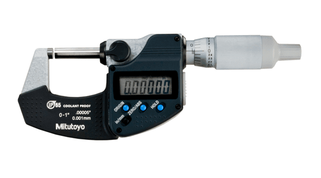 Image of digital micrometer ip65, inch/metric 0-1", ratched thimble, with output .