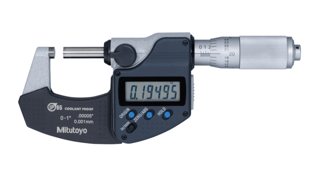 Image of digital micrometer ip65, inch/metric 0-1", friction thimble, with output .