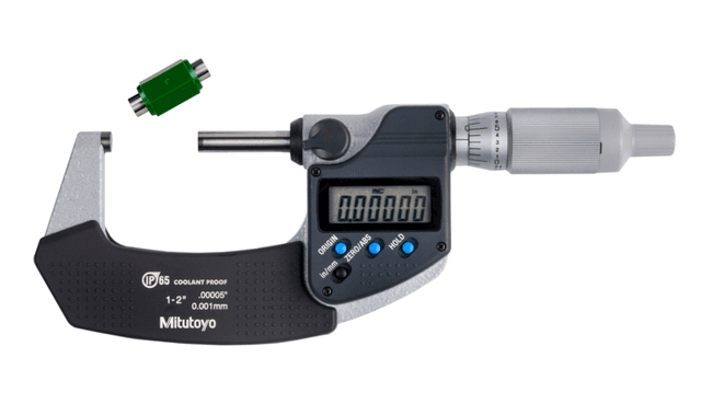 Image of digital micrometer ip65, inch/metric 1-2", w/o output, ratched thimble .