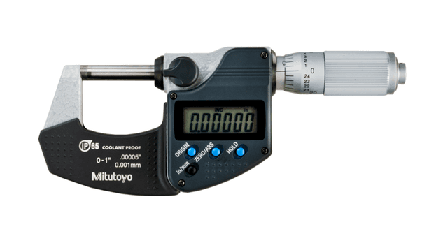 Image of digital micrometer ip65, inch/metric 0-1", w/o output, friction thimble .