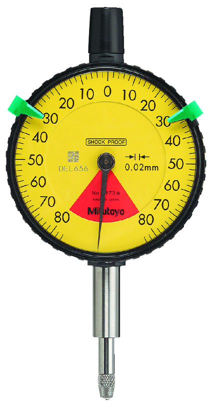 Image of dial indicator, flat back 1,6mm,0,2, , one revo., dust/shockproof .