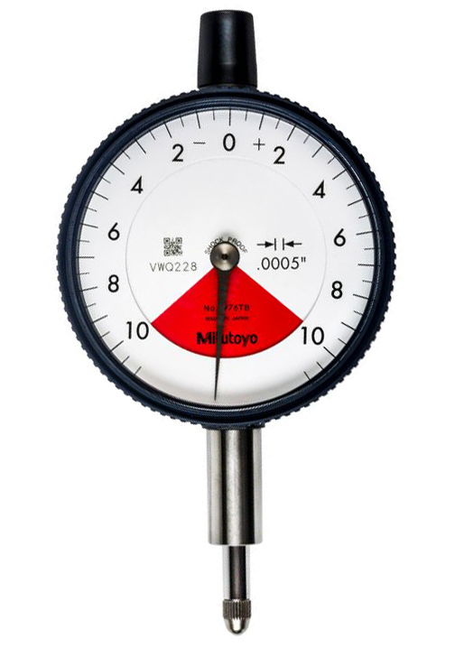 Image of dial indicator, flat back, agd/ansi 0,02",0,0005", one revo., dust/shockpr. .