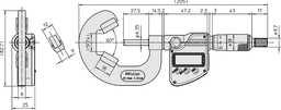 Technical Image of digital 3 flute v-anvil micrometer 0,4-1", with groove .