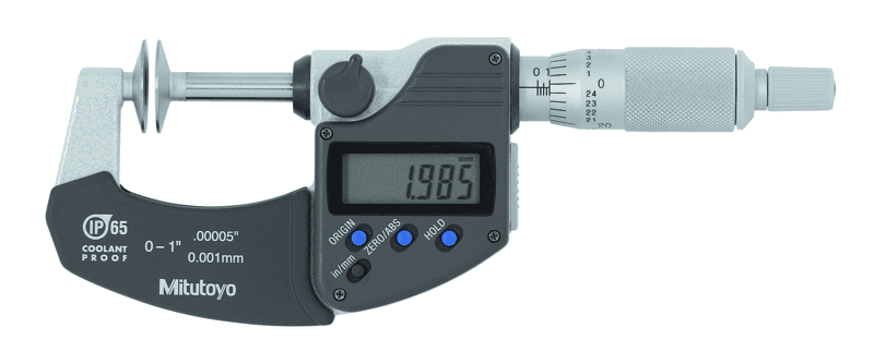 Image of digital disc micrometer ip65 inch/metric, 0-1", disk=20mm .