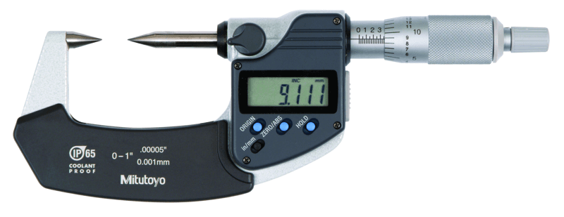 Image of digital point micrometer ip65 inch/metric, 0-1", 30¬∞ tip .