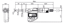 Technical Image of digital micrometer head, ip65 0-25mm, sr4 spindle, 12/18mm plain stem .