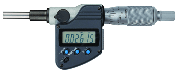 Image of digital micrometer head 0-1", flat spindle,0,375" plain stem .