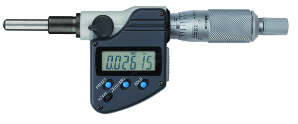 Image of digital micrometer head 0-1", sr4 spindle,0,375" plain stem .