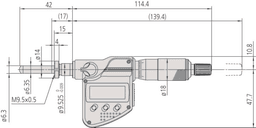 Technical Image of digital micrometer head 0-1", sr4 spindle, cla. nut,0,375" stem .