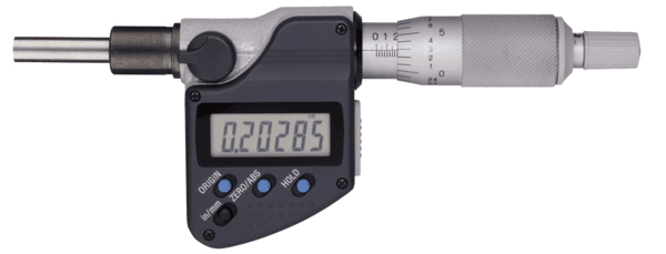 Image of digital micrometer head, ip65 0-1", flat spindle, clamp nut,0,5" stem .