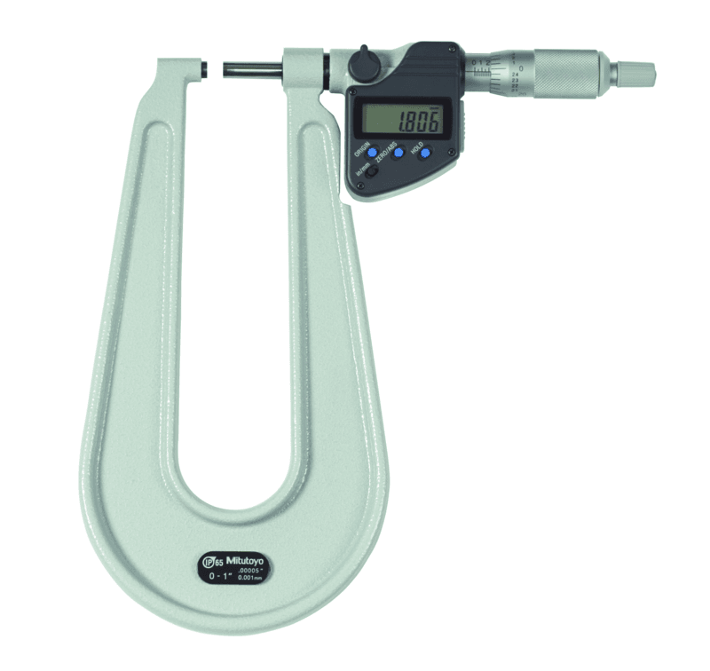Image of digital sheet metal micrometer ip65 inch/metric, 0-1", spherical anvil .