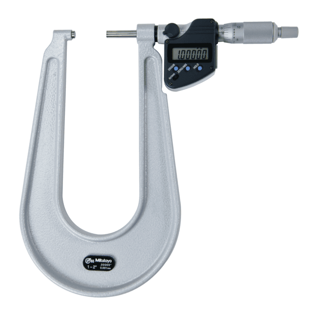 Image of digital sheet metal micrometer ip65 inch/metric, 1-2", spherical anvil/spindle .