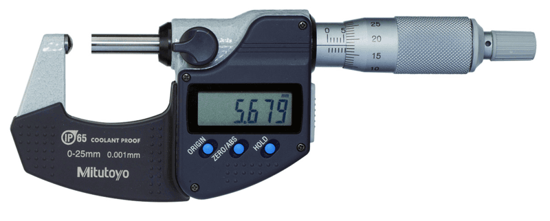Image of digital tube micrometer, spherical anvil inch/metric, 1-2", ip65 .