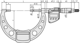 Technical Image of digital blade micrometer, blade=0,75mm inch/metric, 2-3" .