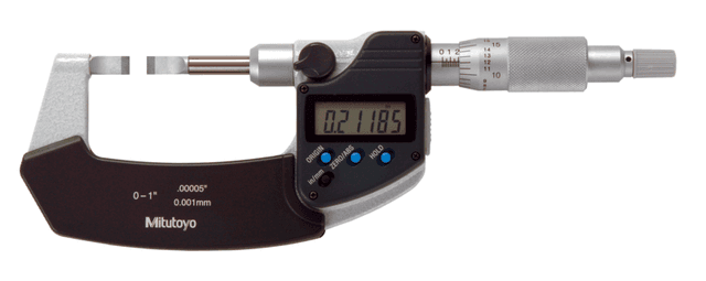 Image of digital blade micrometer, blade=0,75mm carbide-tipped, inch/metric, 0-1" .