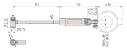 Technical Image of 2-point inside measuring instrument bore gauge,1,44596,5",0,0001" .