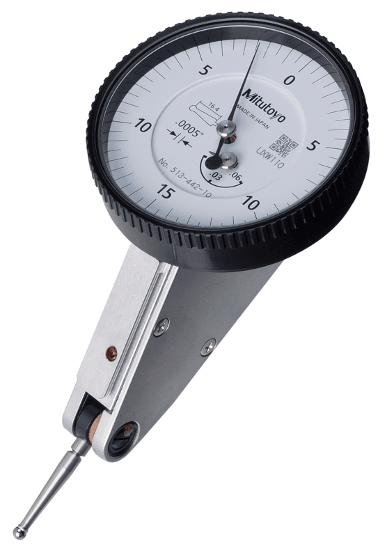 Image of dial test indicator, horiz. 20¬∞ face 0,06",0,0005", 4/9,52mm stem, bracket .