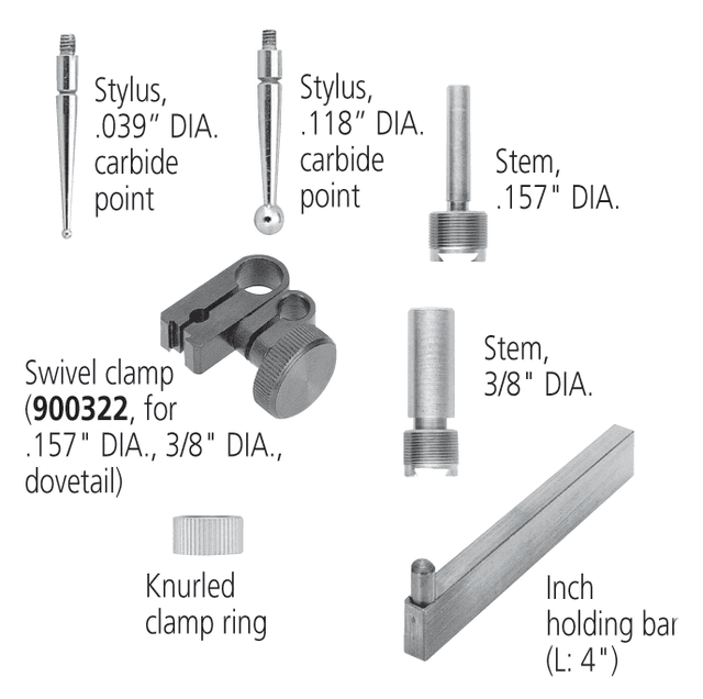 Image of dial test indicator parallel type 0,03",0,0005", 4/9,52mm stem, bracket .