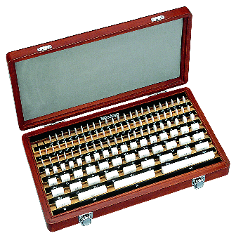 Image of gauge block set, metric, insp. cert., bs 47 blocks, grade 2, ceramic .