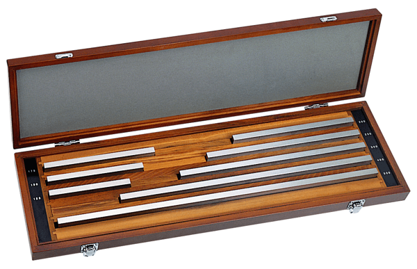 Image of gauge block set, metric, ins. cert., iso 8 blocks, grade 1, steel .