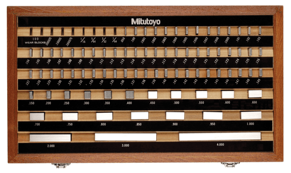 Image of gauge block set, inch, insp. cert., bs 81 blocks, grade 2, steel .