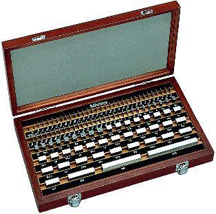 Image of gauge block set, metric, ins. cert., iso 103 blocks, grade 2, steel .