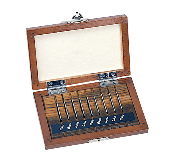 Image of gauge block set, metric, ins. cert., iso 9 blocks, grade 1, steel .