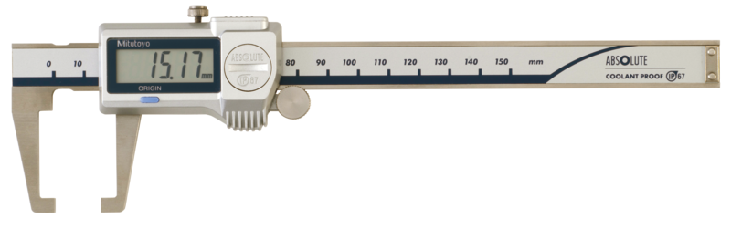 Image of digital abs neck caliper 0-150mm, ip67, thumb roller .