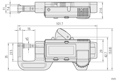 Technical Image of abs aos thickness gauge, quick mini 0-0,5", inch/metric .