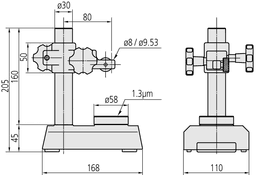 Technical Image of gauge stand with hardened steel anvil d=58mm, flat anvil .
