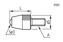 Technical Image of contact element ball point, m2,5x0,457,3mm length, carbide, metric .