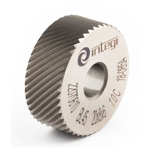 Image of 45° left hand form knurl with dimensions 25x8x6 from Integi