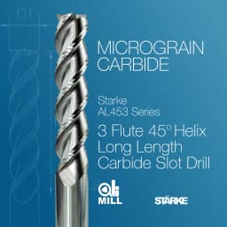 Ali-Mill 3 Flute Long Series carbide Slot Drill for Aluminium (STARKE AL453) product overview.
